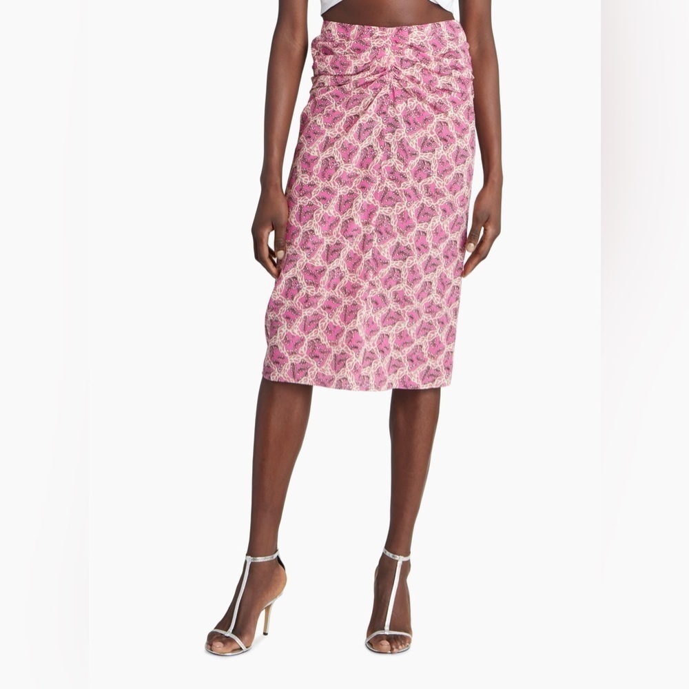 Isabel Marant Gaella Midi Skirt - Fuchsia Print - Silk - FR Size 38/US Size 6 - Picture 14 of 15